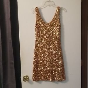 Gold sequin cocktail dress